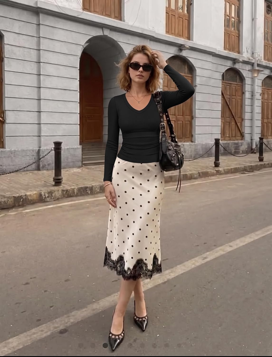 image:imageZeagoo Long Sleeve Shirts for Women V Neck Tops Ribbed Slim Fit Basic TeeBlack