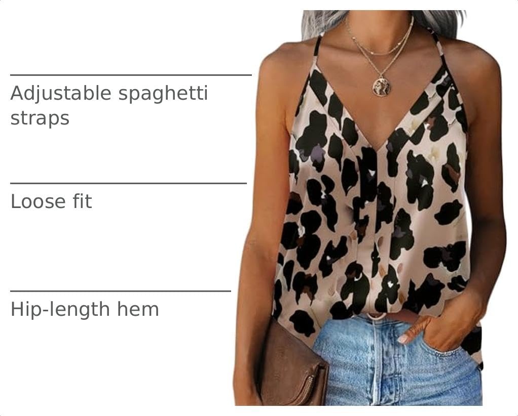 image:imageZeagoo Womens Silk Satin Tank Tops V Neck Sleeveless Blouse Camisole TopAn256