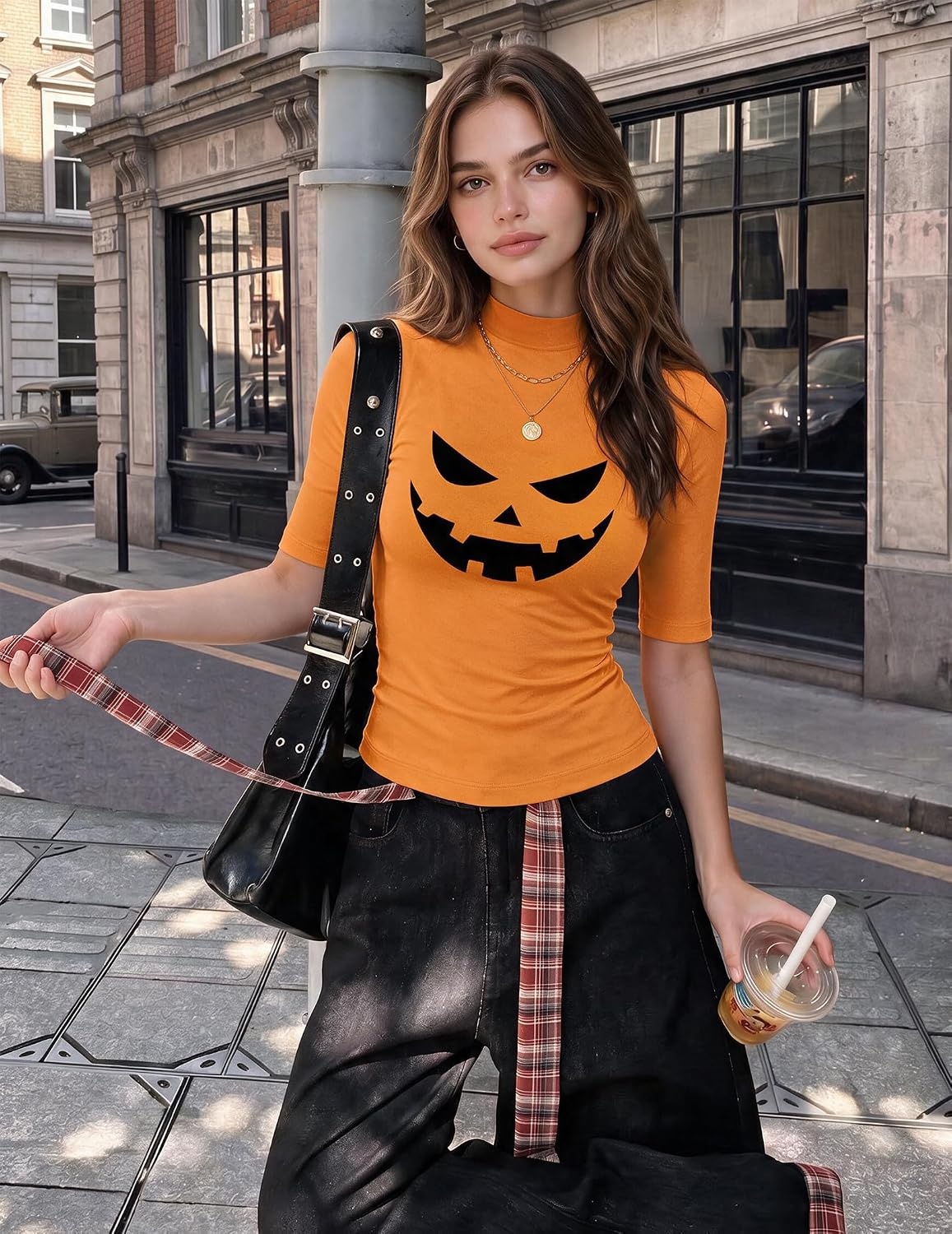 image:imageZeagoo Womens Tops Mock Neck Short Sleeve Slim Basic Summer Fall Basic TeeOrange Ws61