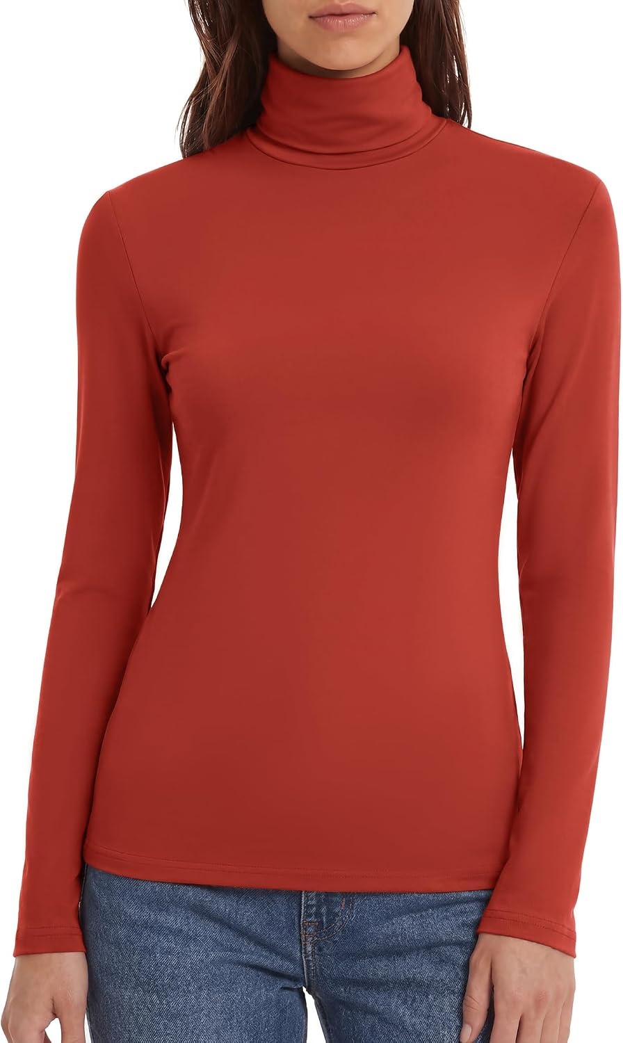 image:imageZeagoo Womens Turtleneck Long Sleeve Tops Lightweight Base Layer TShirtsRed