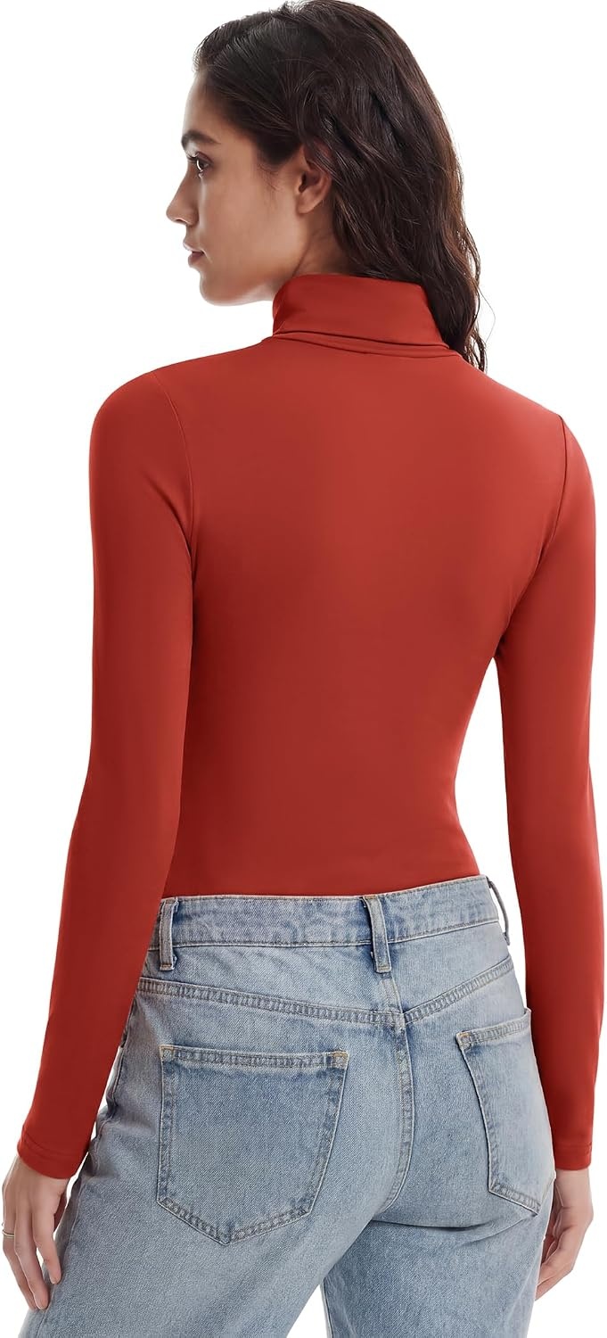 image:imageZeagoo Womens Turtleneck Long Sleeve Tops Lightweight Base Layer TShirtsRed