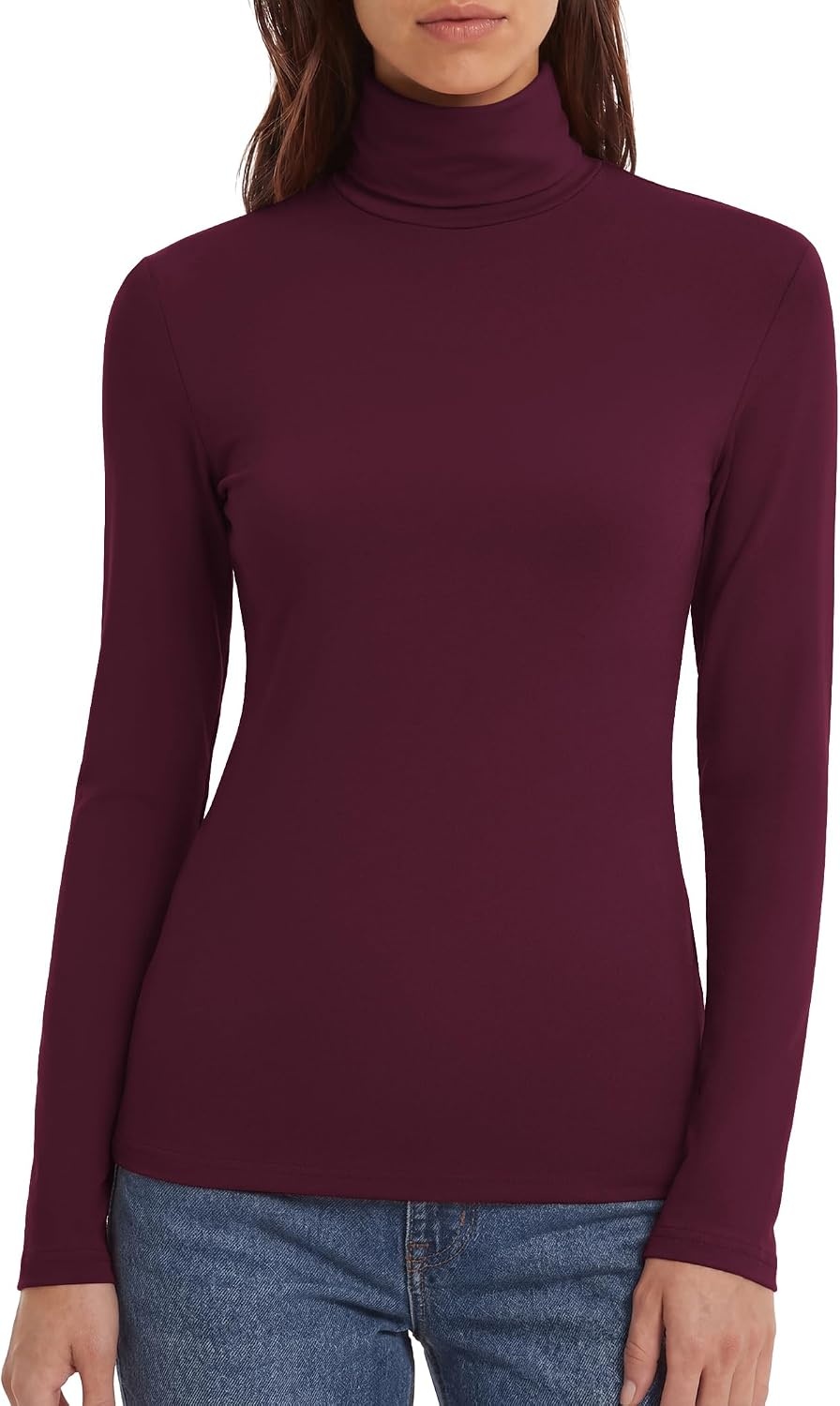 image:imageZeagoo Womens Turtleneck Long Sleeve Tops Lightweight Base Layer TShirtsWine Red