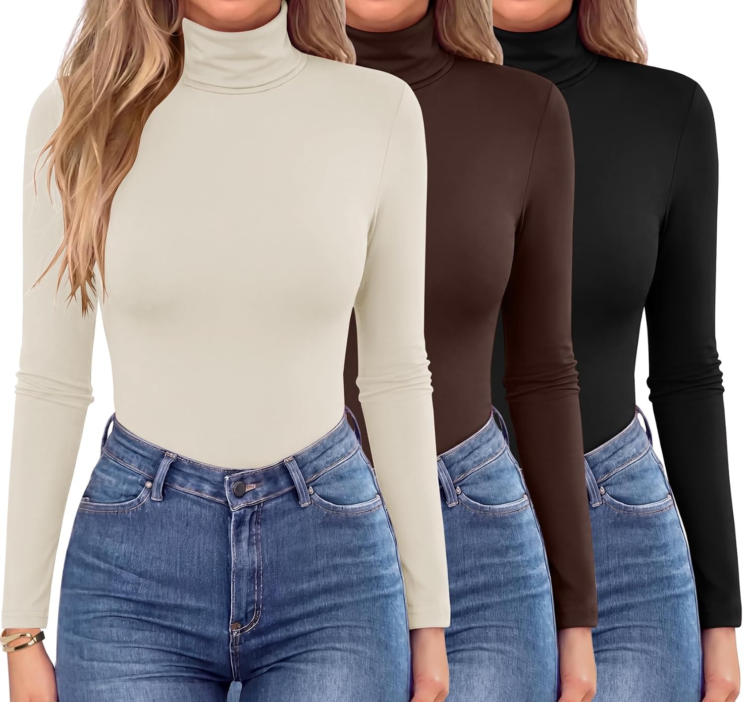 image:imageZeagoo Womens Turtleneck Long Sleeve Tops Lightweight Base Layer TShirtsZblackApricotBrown