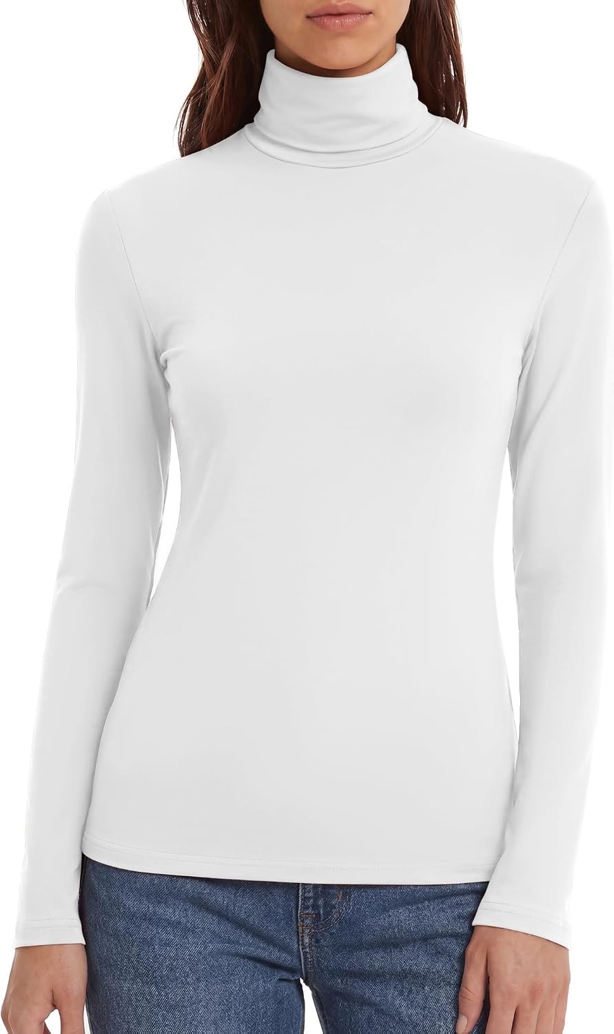 image:imageZeagoo Womens Turtleneck Long Sleeve Tops Lightweight Base Layer TShirtsZblackBlackWhite