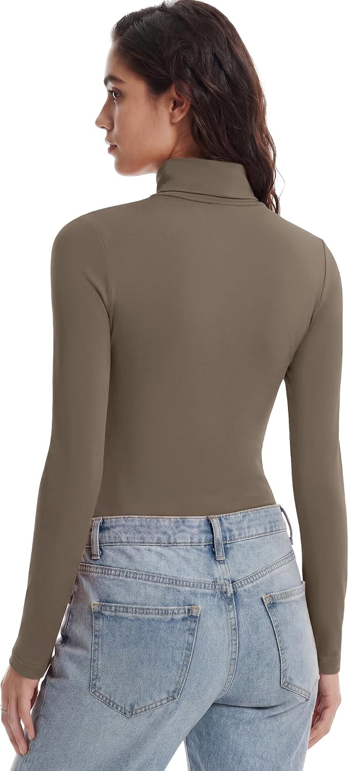 image:imageZeagoo Womens Turtleneck Long Sleeve Tops Lightweight Base Layer TShirtsZblackPinkTaupe