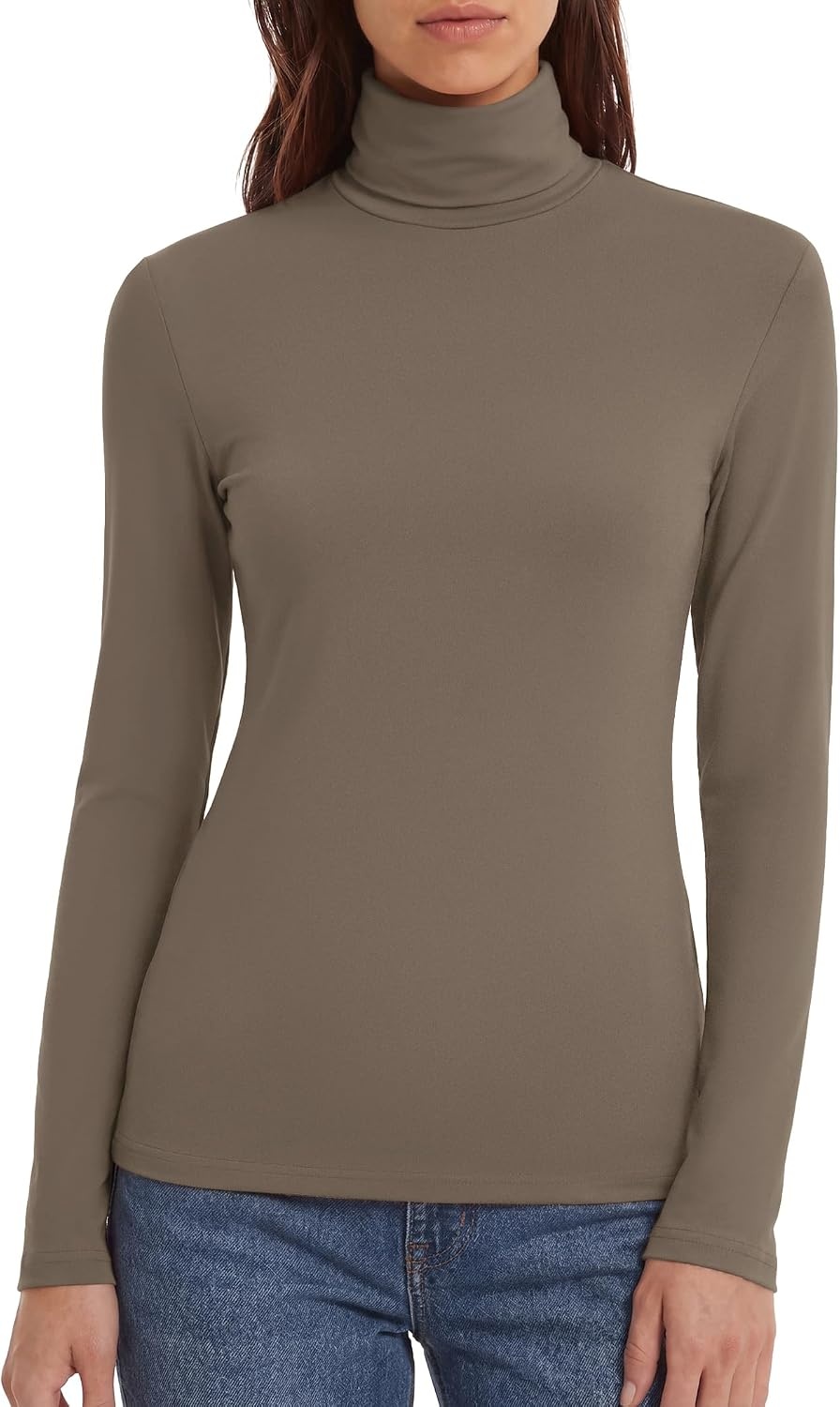 image:imageZeagoo Womens Turtleneck Long Sleeve Tops Lightweight Base Layer TShirtsZblackPinkTaupe