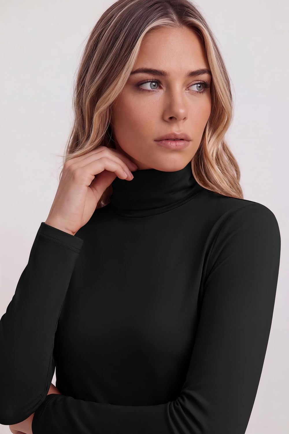 image:imageZeagoo Womens Turtleneck Long Sleeve Tops Lightweight Base Layer TShirtsZblackWhiteDray