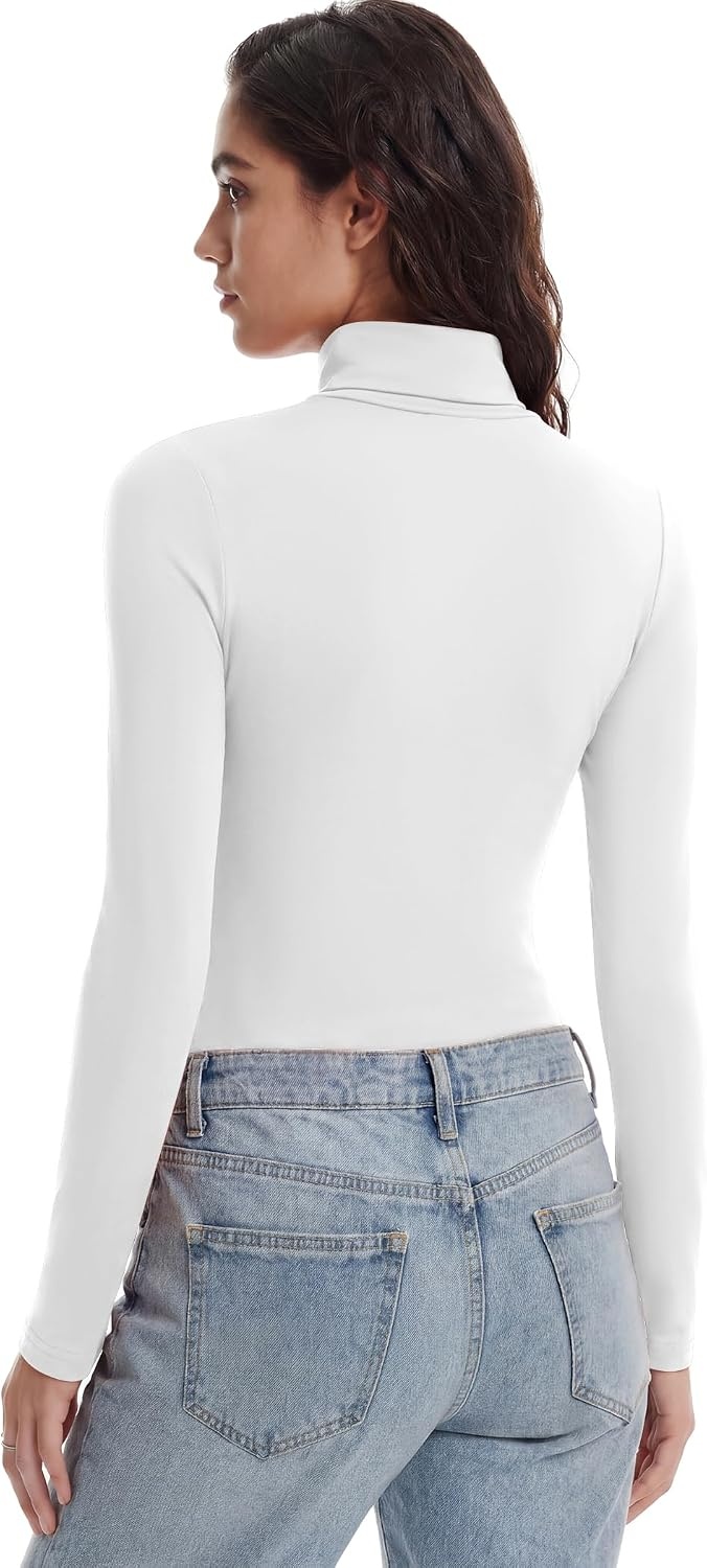image:imageZeagoo Womens Turtleneck Long Sleeve Tops Lightweight Base Layer TShirtsZblackWhiteDray