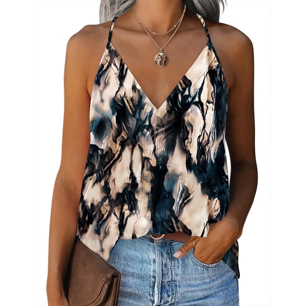 image:imageZeagoo Womens Silk Satin Tank Tops V Neck Sleeveless Blouse Camisole TopZr220