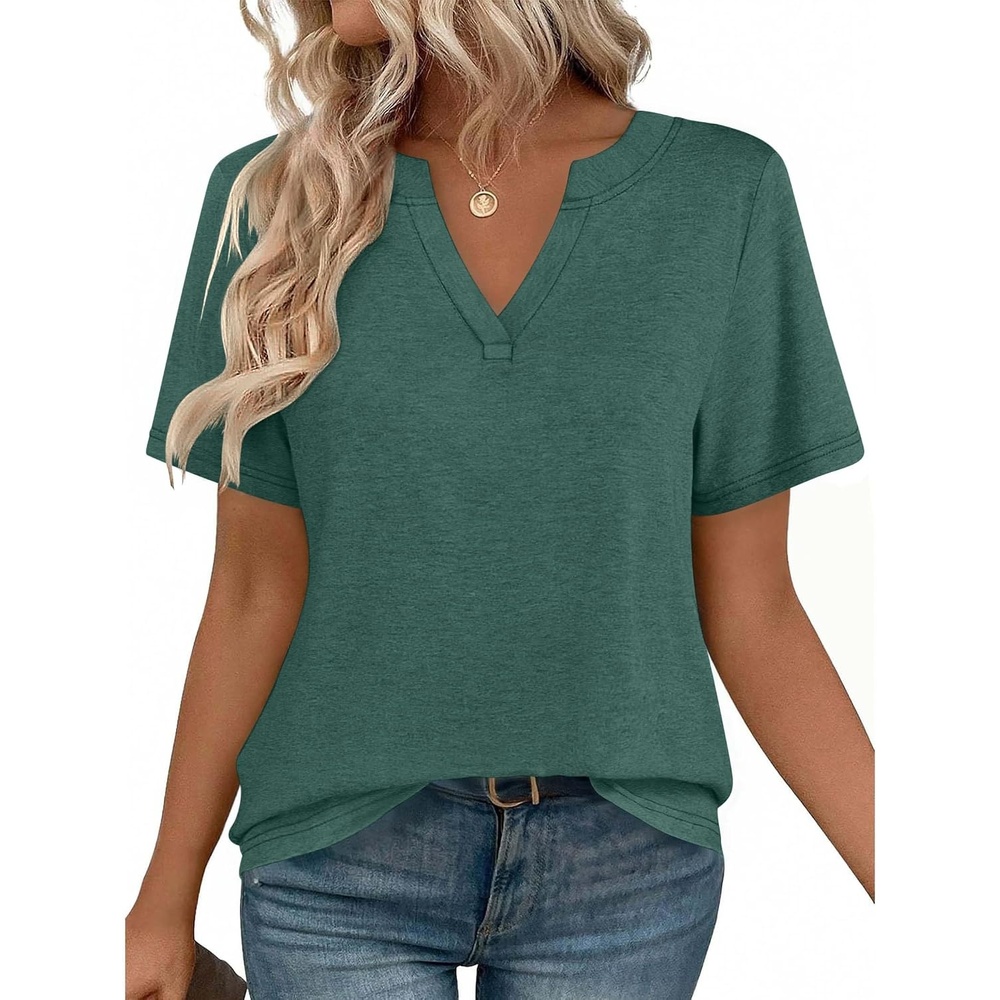 image:imageZeagoo Womens Tops Short Sleeve V Neck Tee Shirts Cute Dressy CasualBgreen