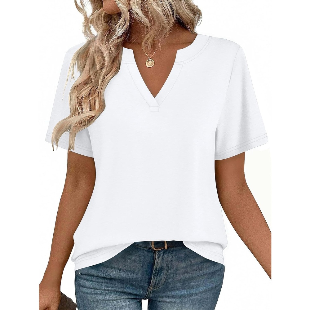 image:imageZeagoo Womens Tops Short Sleeve V Neck Tee Shirts Cute Dressy CasualBwhite