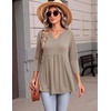 Zeagoo 3/4 Length Sleeve Womens Tops 2026 Blouses for Women Dressy Casual Fashion Clothing V Neck T-Shirts Summer Outfits(Coffee)