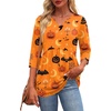 Zeagoo 3/4 Length Sleeve Womens Tops 2026 Blouses for Women Dressy Casual Fashion Clothing V Neck T-Shirts Summer Outfits(Halloween Print)