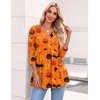 Zeagoo 3/4 Length Sleeve Womens Tops 2026 Blouses for Women Dressy Casual Fashion Clothing V Neck T-Shirts Summer Outfits(Halloween Print)