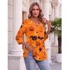 Zeagoo 3/4 Length Sleeve Womens Tops 2026 Blouses for Women Dressy Casual Fashion Clothing V Neck T-Shirts Summer Outfits(Halloween Print)