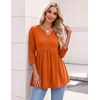 Zeagoo 3/4 Length Sleeve Womens Tops 2026 Blouses for Women Dressy Casual Fashion Clothing V Neck T-Shirts Summer Outfits(Orange)