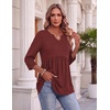 Zeagoo 3/4 Length Sleeve Womens Tops 2026 Blouses for Women Dressy Casual Fashion Clothing V Neck T-Shirts Summer Outfits(Wine Red)