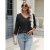 Zeagoo 3/4 Length Sleeve Womens Tops Casual V Neck Shirts Soft Basic Tees(Black)