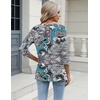 Zeagoo 3/4 Length Sleeve Womens Tops Casual V Neck Shirts Soft Basic Tees(Blue Paisley)