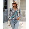 Zeagoo 3/4 Length Sleeve Womens Tops Casual V Neck Shirts Soft Basic Tees(Blue Paisley)