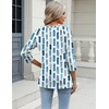 Zeagoo 3/4 Length Sleeve Womens Tops Casual V Neck Shirts Soft Basic Tees(Blue White Stripe)