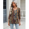 Zeagoo 3/4 Length Sleeve Womens Tops Casual V Neck Shirts Soft Basic Tees(Brown Bohemian)