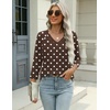 Zeagoo 3/4 Length Sleeve Womens Tops Casual V Neck Shirts Soft Basic Tees(Brown Polka Dot)