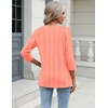 Zeagoo 3/4 Length Sleeve Womens Tops Casual V Neck Shirts Soft Basic Tees(Coral Polka Dot)