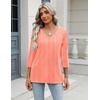 Zeagoo 3/4 Length Sleeve Womens Tops Casual V Neck Shirts Soft Basic Tees(Coral Polka Dot)