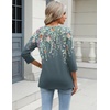 Zeagoo 3/4 Length Sleeve Womens Tops Casual V Neck Shirts Soft Basic Tees(Grey Floral)