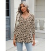 Zeagoo 3/4 Length Sleeve Womens Tops Casual V Neck Shirts Soft Basic Tees(Khaki Floral)