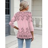 Zeagoo 3/4 Length Sleeve Womens Tops Casual V Neck Shirts Soft Basic Tees(Pink Floral)