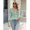 Zeagoo 3/4 Length Sleeve Womens Tops Casual V Neck Shirts Soft Basic Tees(Spring Bird)
