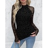 Zeagoo Long Sleeve Shirts for Women Sheer Mesh Top Mock Neck Fitted Blouses(An59)