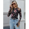 Zeagoo Long Sleeve Shirts for Women Sheer Mesh Top Mock Neck Fitted Blouses(Bf298)