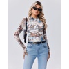 Zeagoo Long Sleeve Shirts for Women Sheer Mesh Top Mock Neck Fitted Blouses(Dw137)