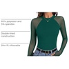 Zeagoo Long Sleeve Shirts for Women Sheer Mesh Top Mock Neck Fitted Blouses(Green)