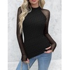 Zeagoo Long Sleeve Shirts for Women Sheer Mesh Top Mock Neck Fitted Blouses(Jh723)