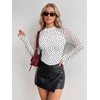 Zeagoo Long Sleeve Shirts for Women Sheer Mesh Top Mock Neck Fitted Blouses(Jh724)