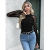 Zeagoo Long Sleeve Shirts for Women Sheer Mesh Top Mock Neck Fitted Blouses(Jh88)