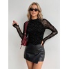 Zeagoo Long Sleeve Shirts for Women Sheer Mesh Top Mock Neck Fitted Blouses(Jh88)