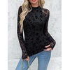 Zeagoo Long Sleeve Shirts for Women Sheer Mesh Top Mock Neck Fitted Blouses(Zw781)