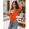 Zeagoo Long Sleeve Shirts for Women Square Neck Slim Fit Top Fall Basic Tee(Orange)