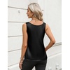 Zeagoo Silk Satin Tank Tops for Women Scoop Neck Sleeveless Camisole Tops(Black)