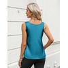 Zeagoo Silk Satin Tank Tops for Women Scoop Neck Sleeveless Camisole Tops(Blue Green)
