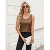 Zeagoo Silk Satin Tank Tops for Women Scoop Neck Sleeveless Camisole Tops(Brown)