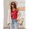 Zeagoo Silk Satin Tank Tops for Women Scoop Neck Sleeveless Camisole Tops(Deep Red)