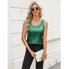 Zeagoo Silk Satin Tank Tops for Women Scoop Neck Sleeveless Camisole Tops(Green)