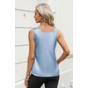 Zeagoo Silk Satin Tank Tops for Women Scoop Neck Sleeveless Camisole Tops(Light Blue)