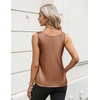 Zeagoo Silk Satin Tank Tops for Women Scoop Neck Sleeveless Camisole Tops(Light Brown)